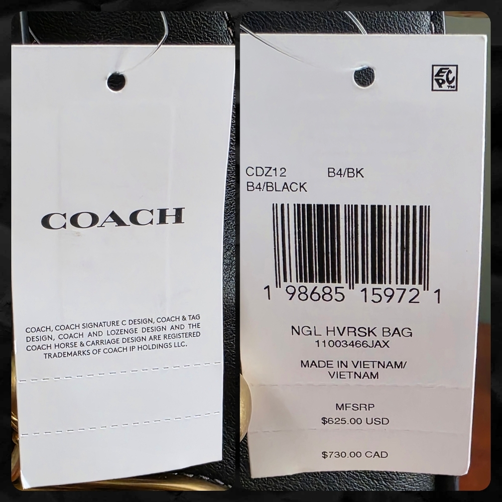 Coach CDZ12 Turnlock Haversack Black Leather Brass Shoulder Bag NWT - Picture 15 of 16